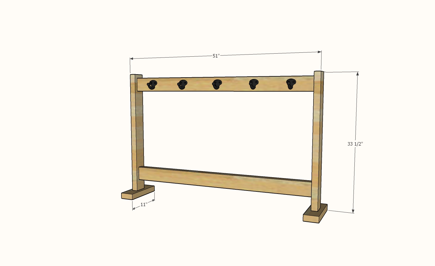 Dimensions diagram for stocking stand