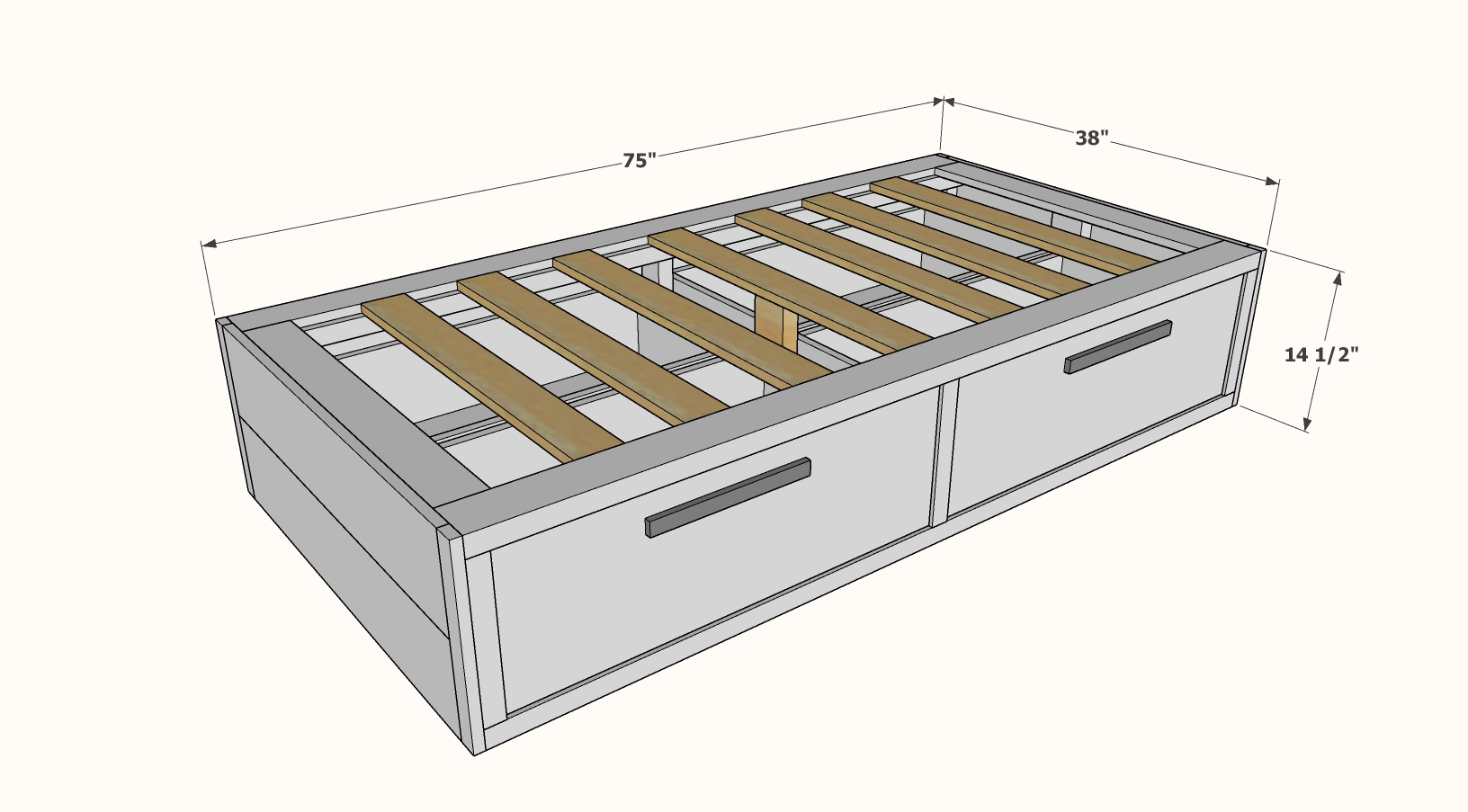 twin storage bed dimensions
