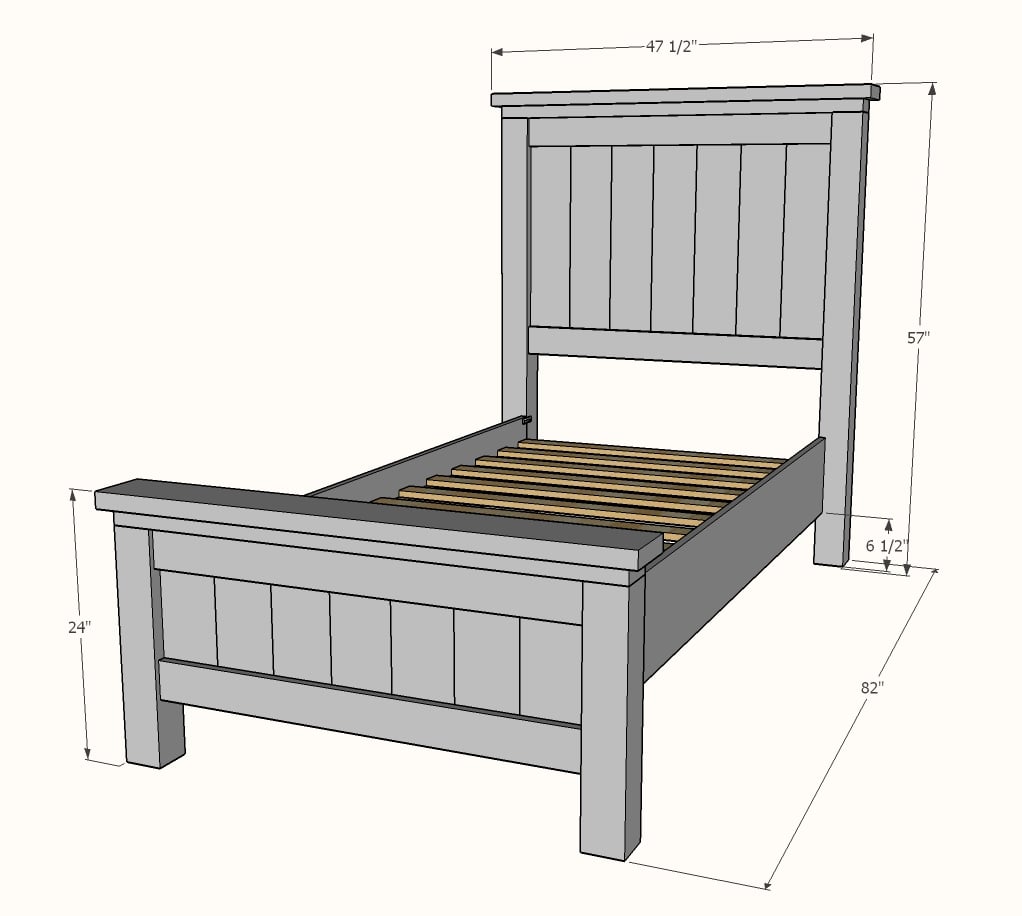 farmhouse bed dimensions diagram ana white plans