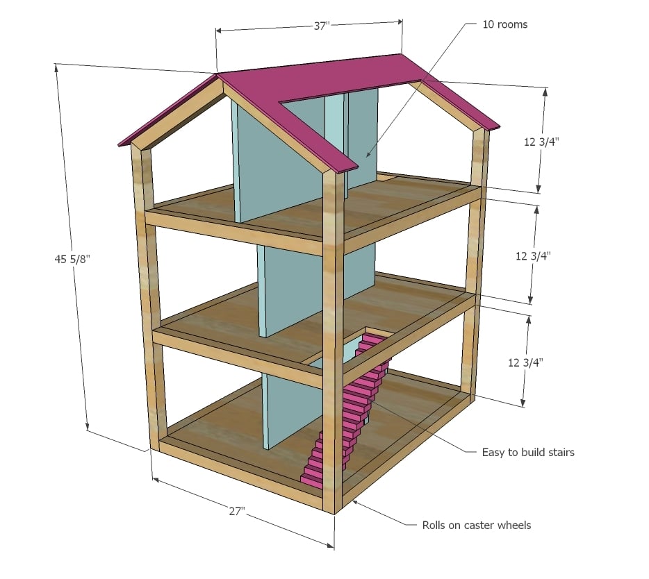 Wood Magazine - Woodworking Project Paper Plan to Build Open House Doll House