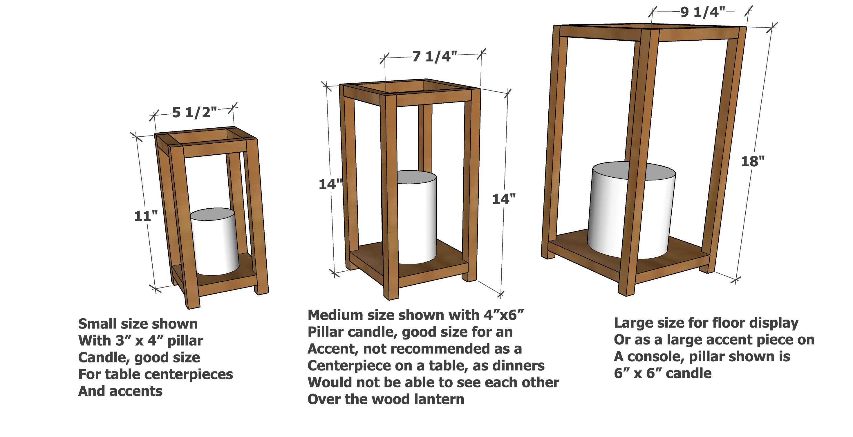 dimensions for wood lanterns