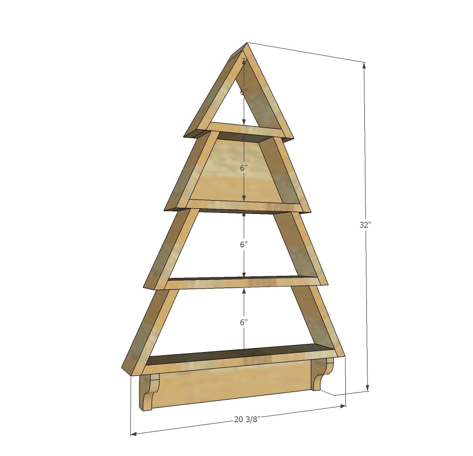 christmas tree shelf dimensions