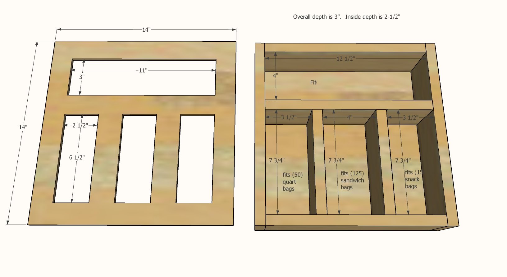 ziploc bag organizer dimensions