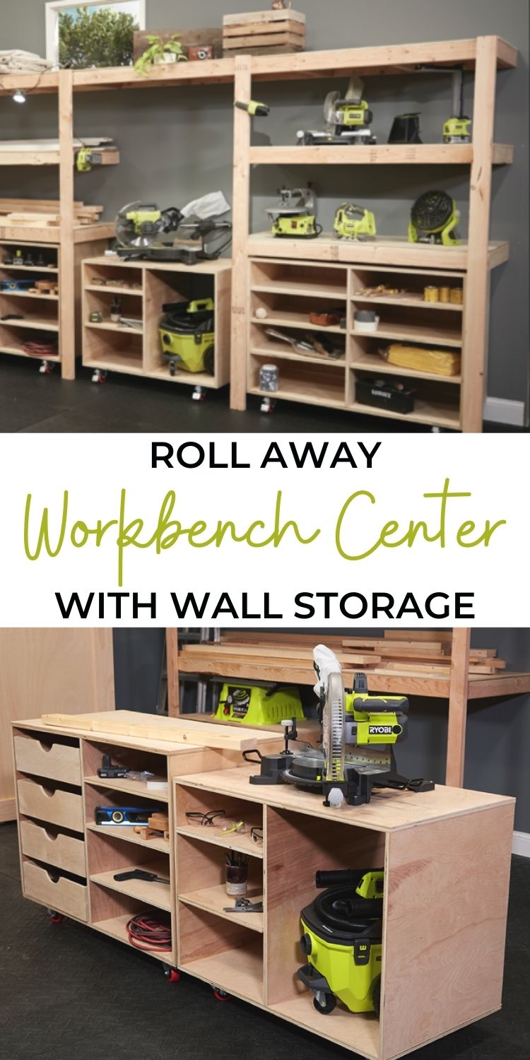 Roll Away Workbench Center with Wall Storage