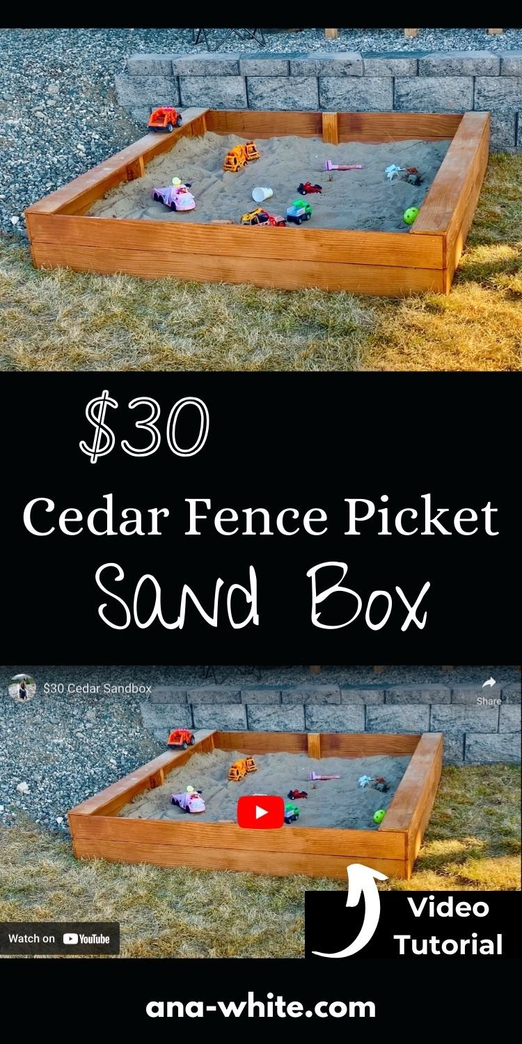 $30 Cedar Fence Picket Sand Box