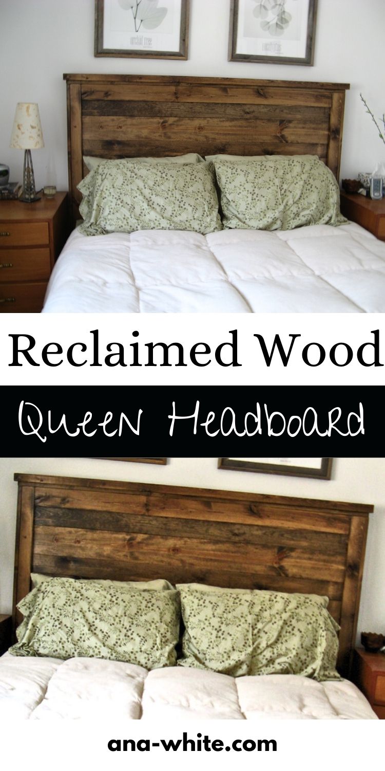 First Project- reclaimed wood look Queen headboard!