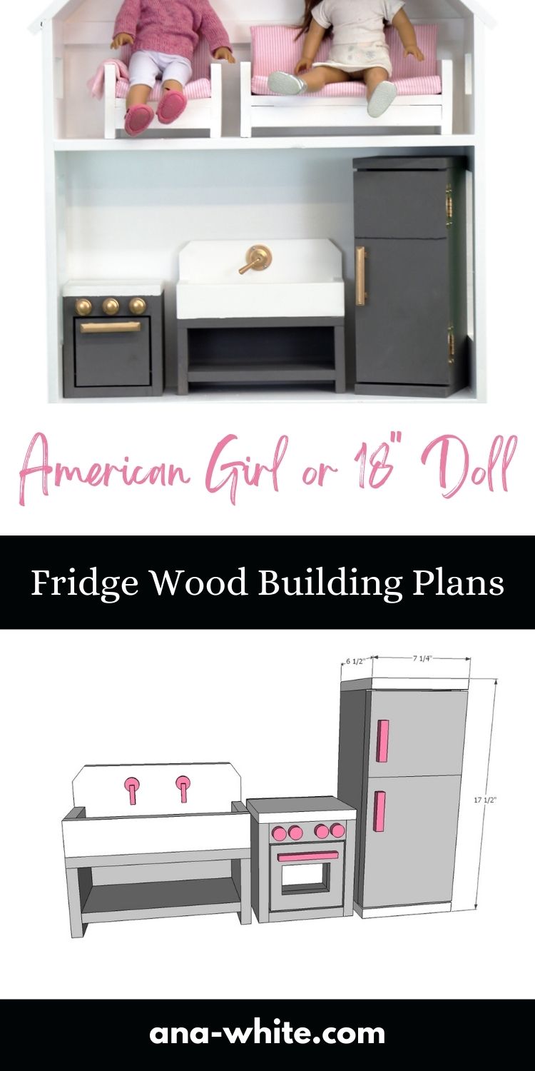 American Girl or 18" Doll Fridge Wood Building Plans