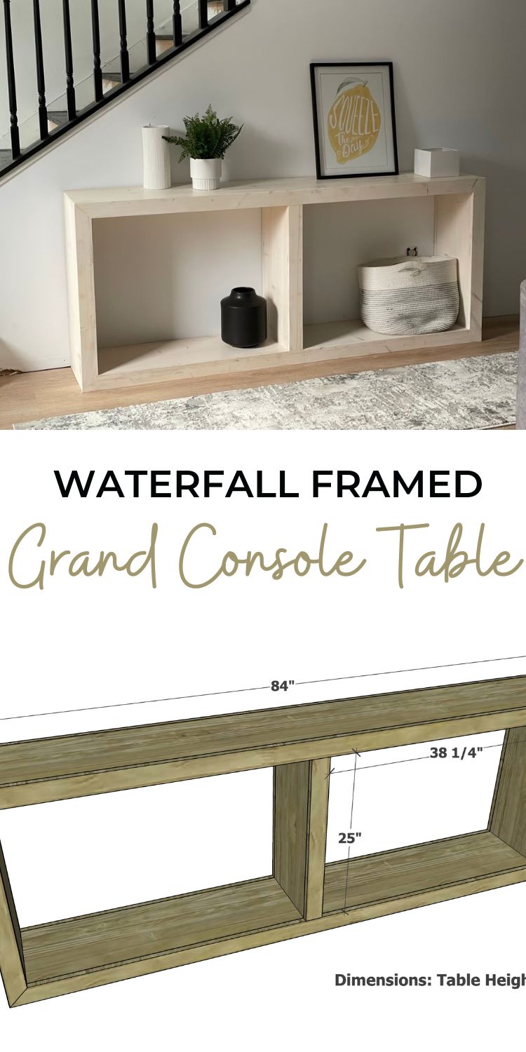 Waterfall Framed Grand Console Table