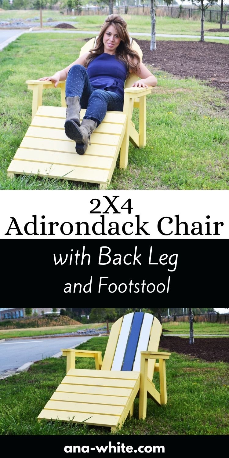 2x4 Adirondack Chair Plans with Back Leg and Footstool
