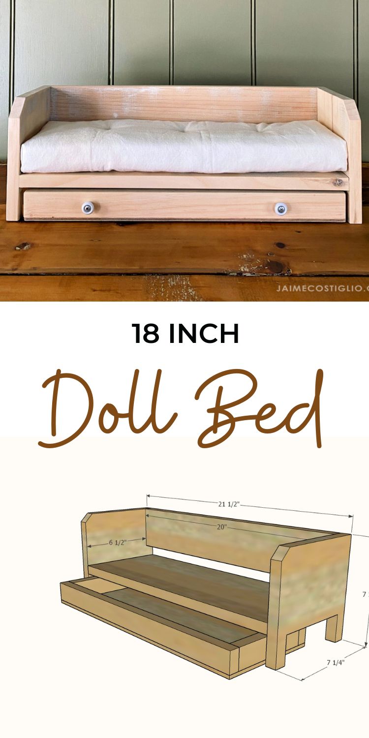 18 Inch Doll Bed - Daybed with Trundle