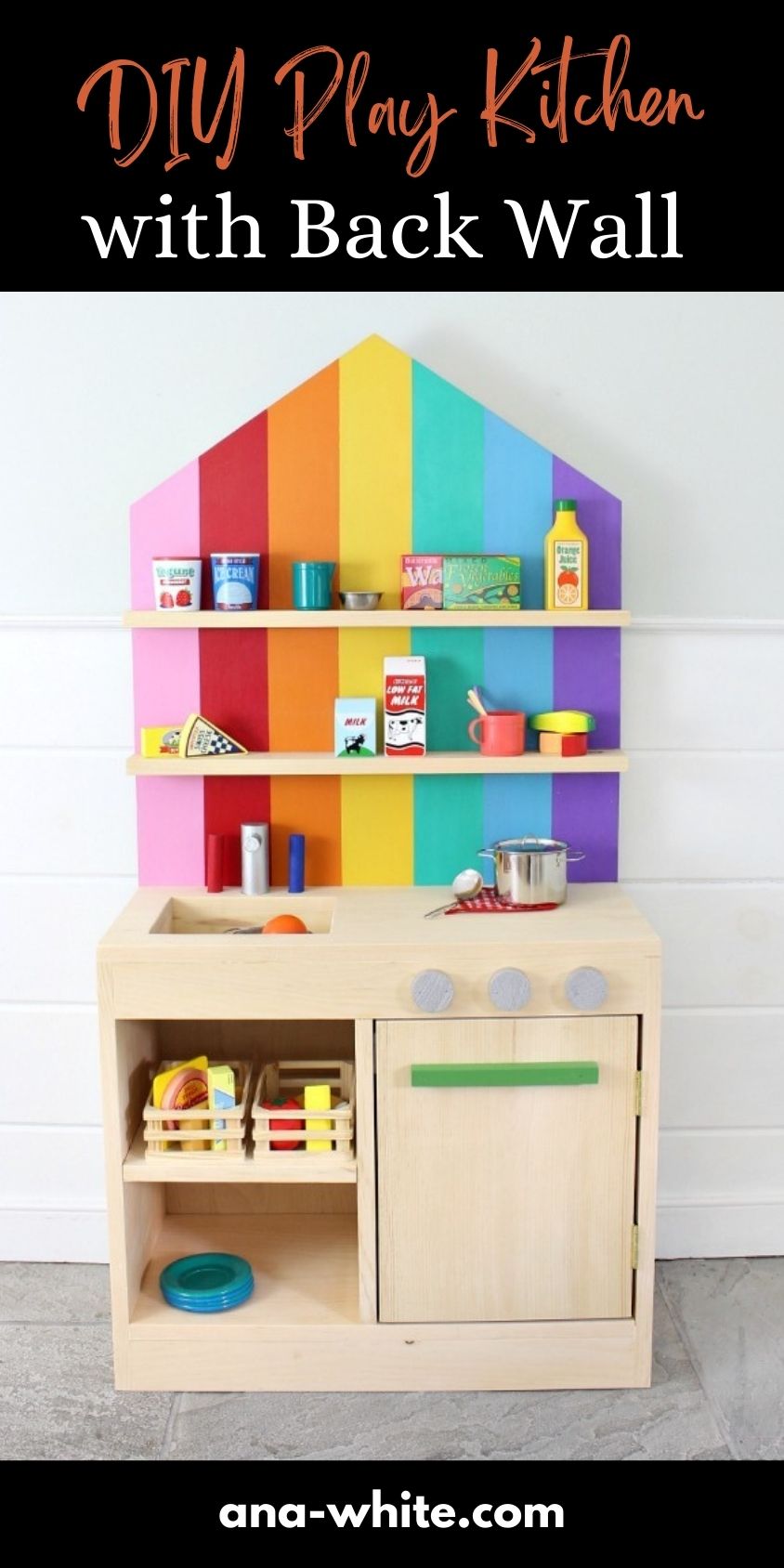 DIY Play Kitchen with Back Wall