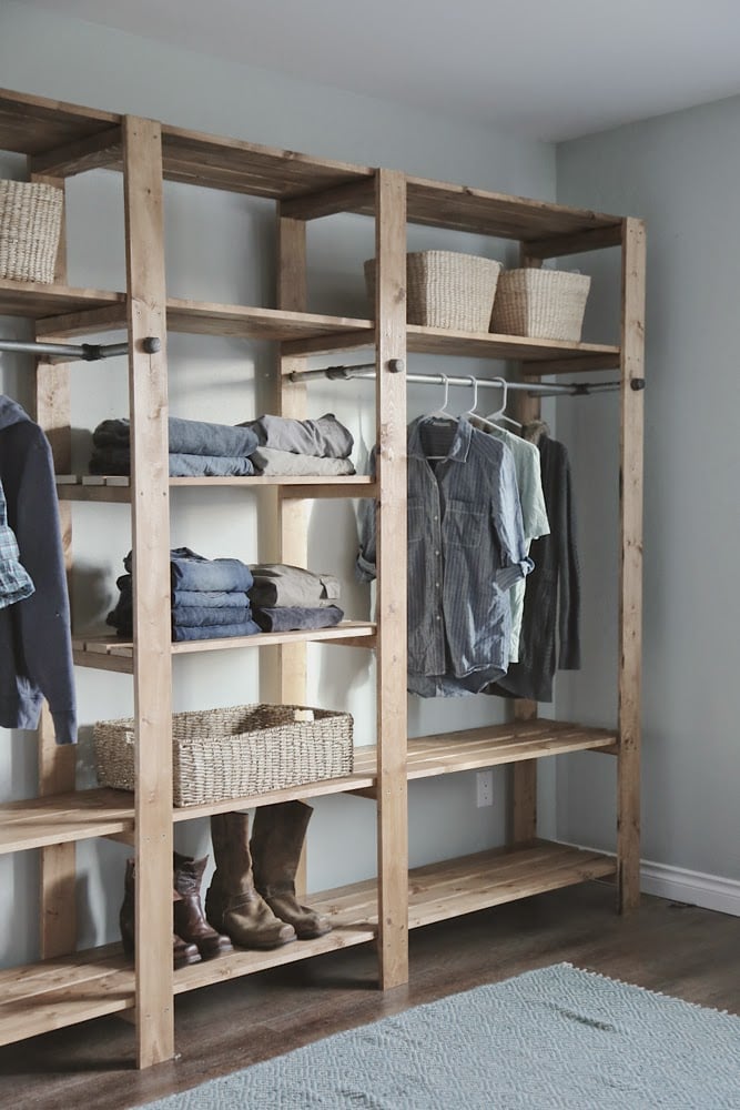 wood closet freestanding closet wood shelving