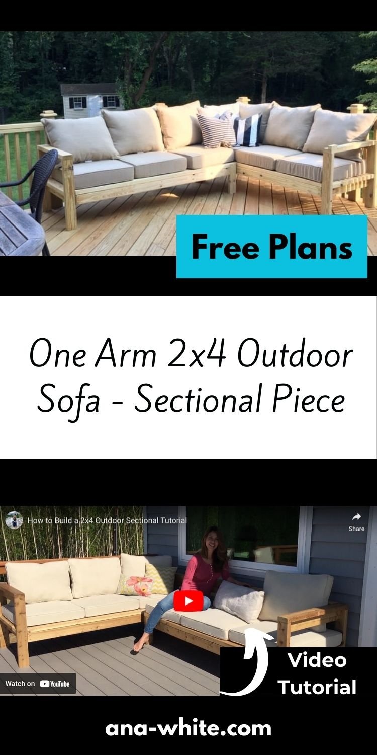 One Arm 2x4 Outdoor Sofa - Sectional Piece