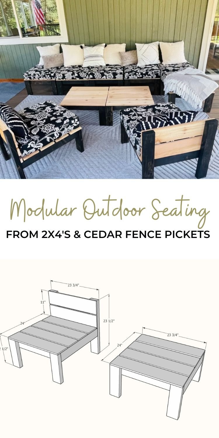 Modular Outdoor Seating from 2x4s and Cedar Fence Pickets