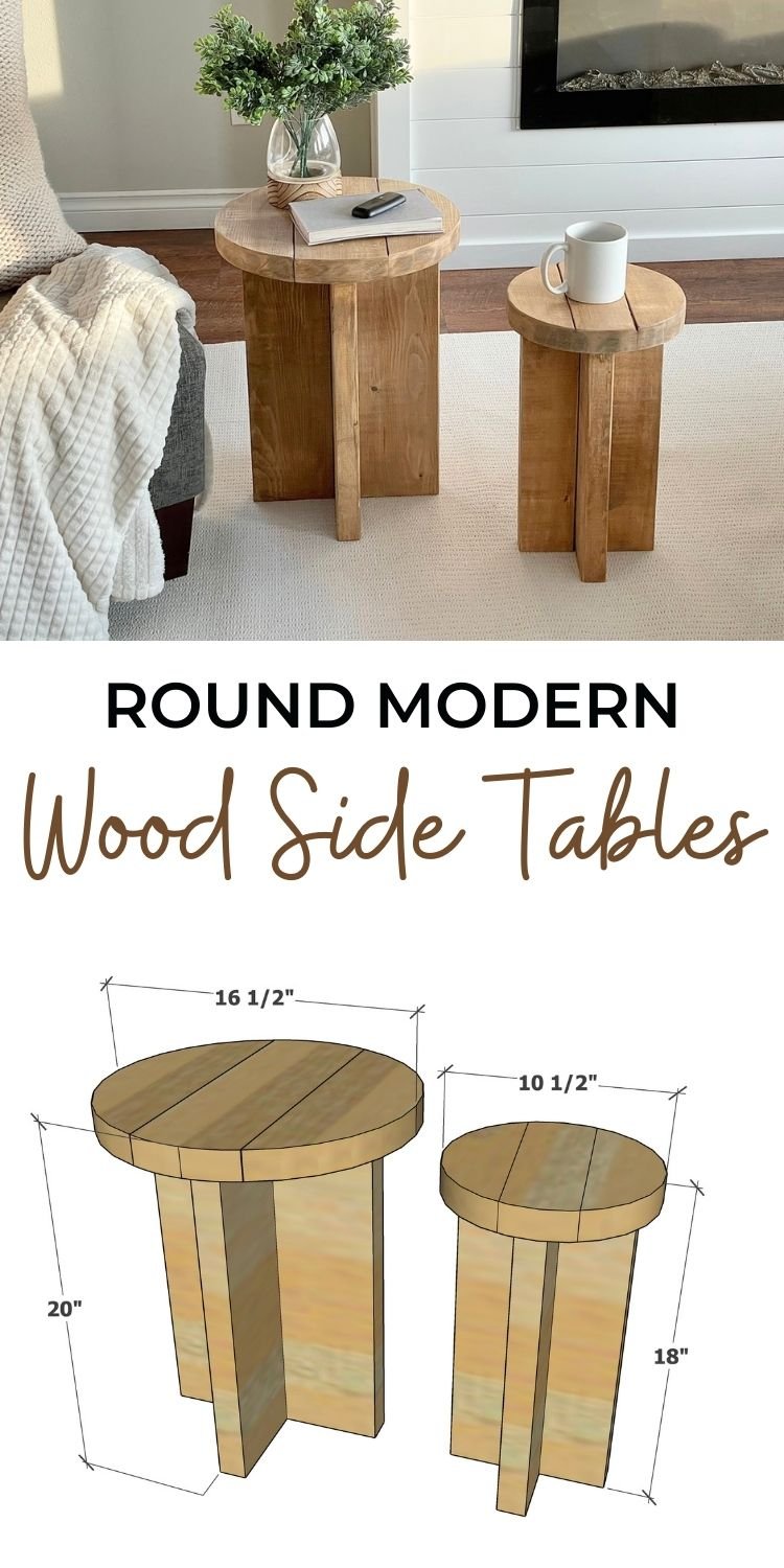Round Modern Wood Side Tables
