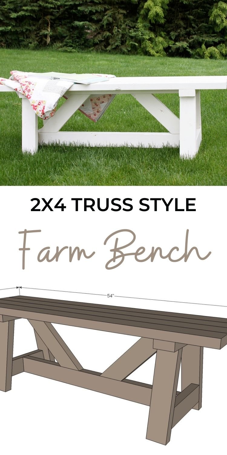 2x4 Truss Style Farm Bench