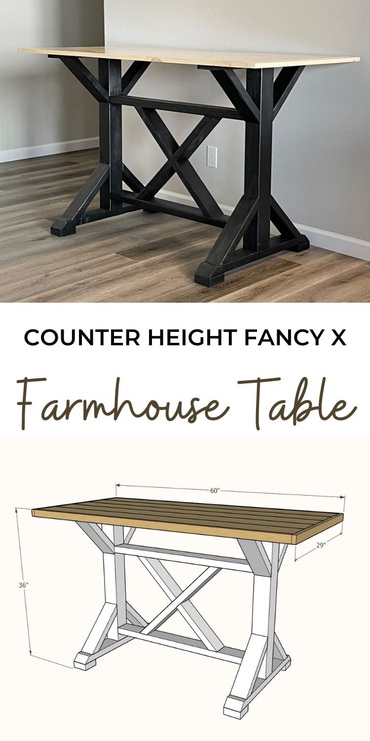 Counter Height Fancy X Farmhouse Table