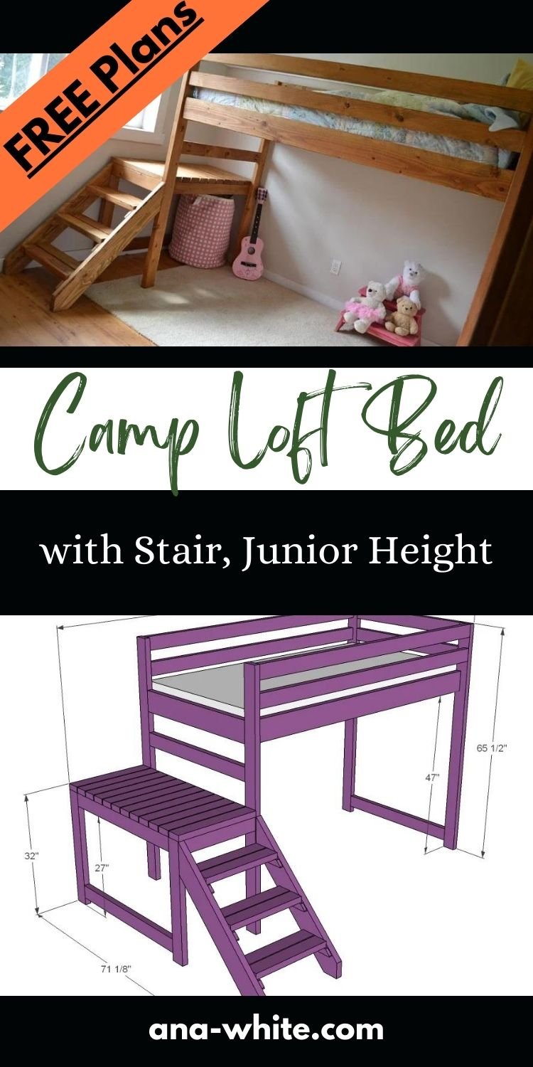 Camp Loft Bed with Stair, Junior Height