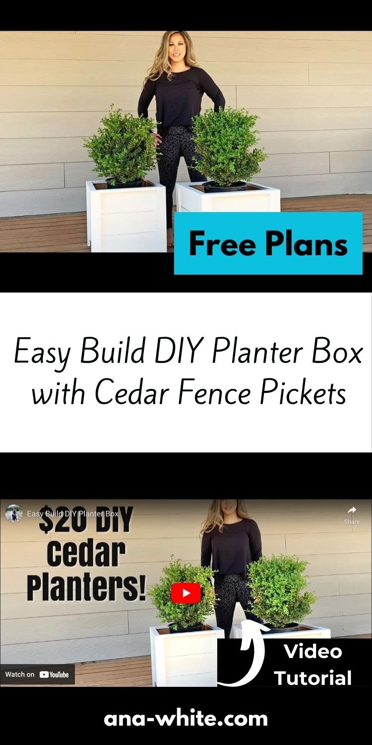Easy Build DIY Planter Box with Cedar Fence Pickets