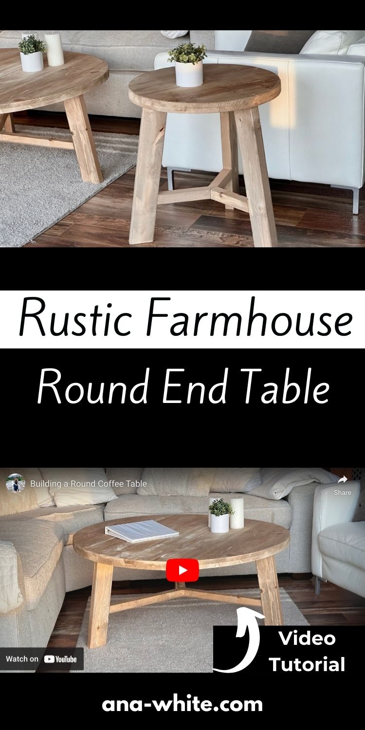 Rustic Farmhouse Round End Table
