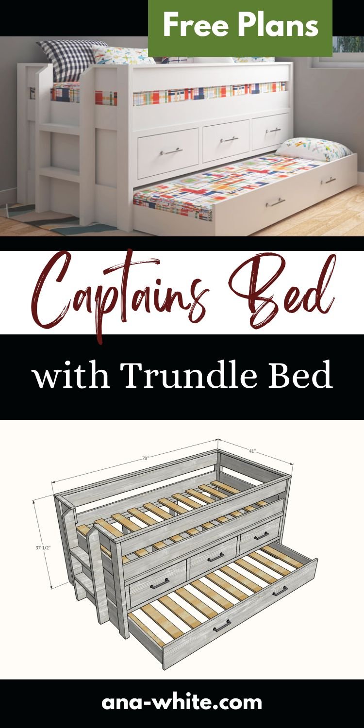 Captains Bed with Trundle Bed