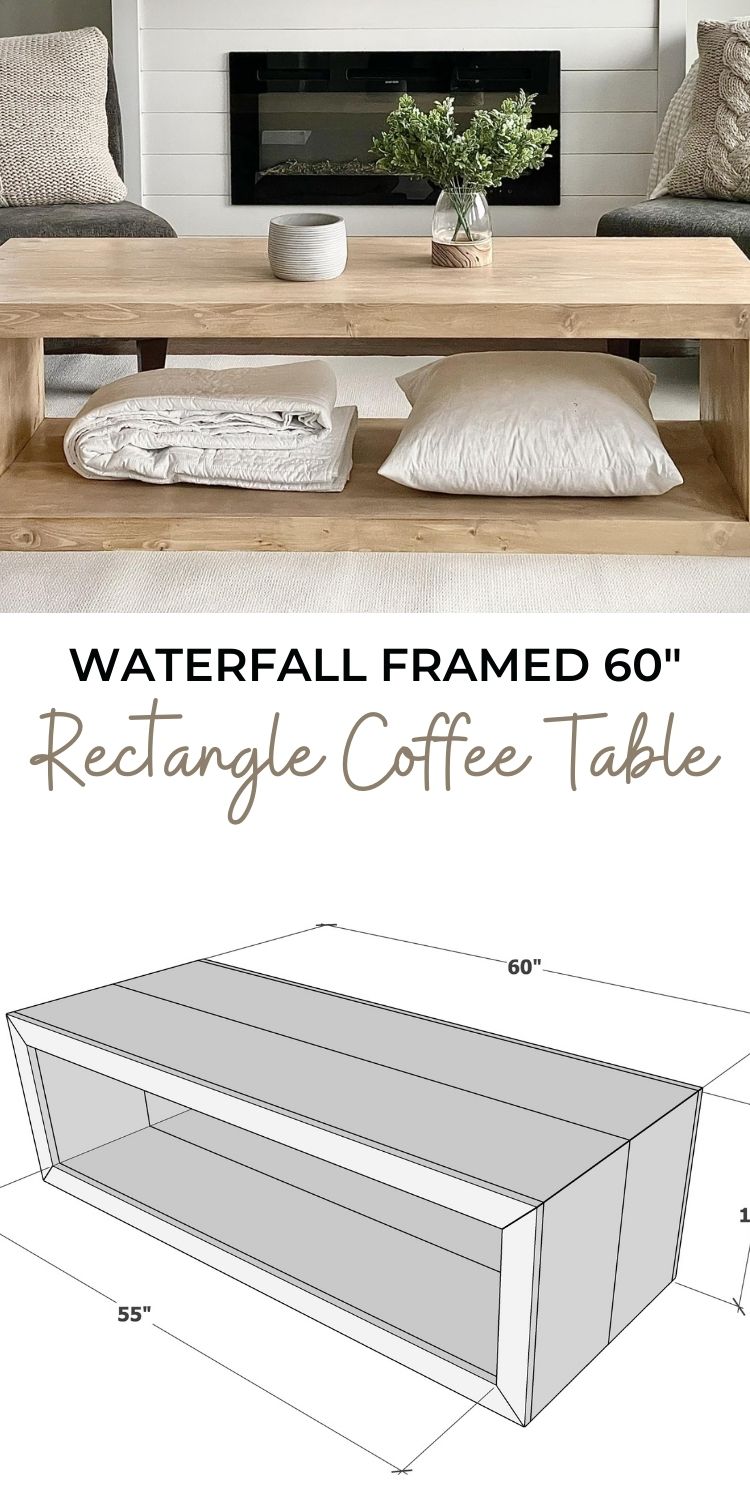 Waterfall Framed 60” Rectangle Coffee Table