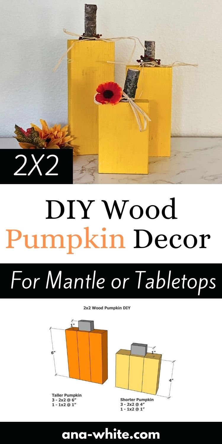 2x2 DIY Wood Pumpkin Decor for Mantle or Tabletops 