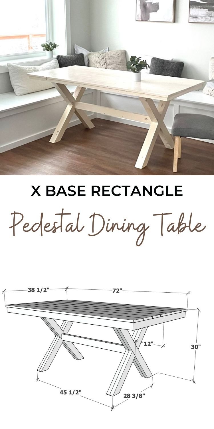 X Base Rectangle Pedestal Dining Table