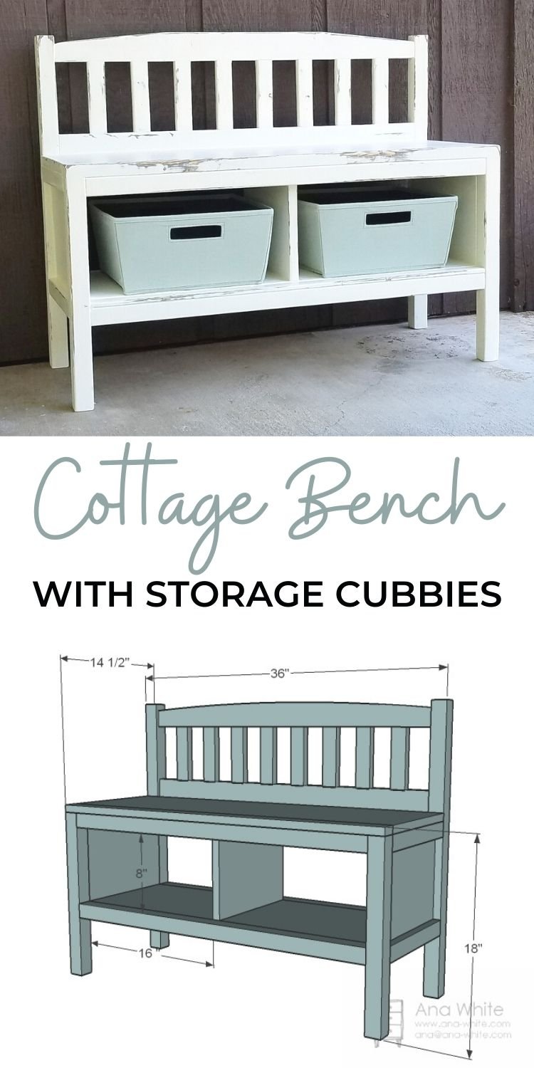 Cottage Bench with Storage Cubbies