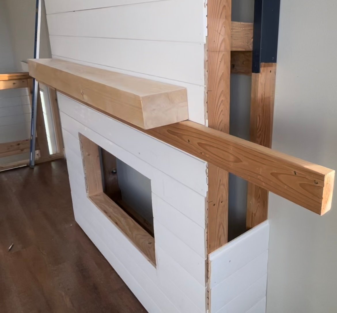 shiplap fireplace mantle