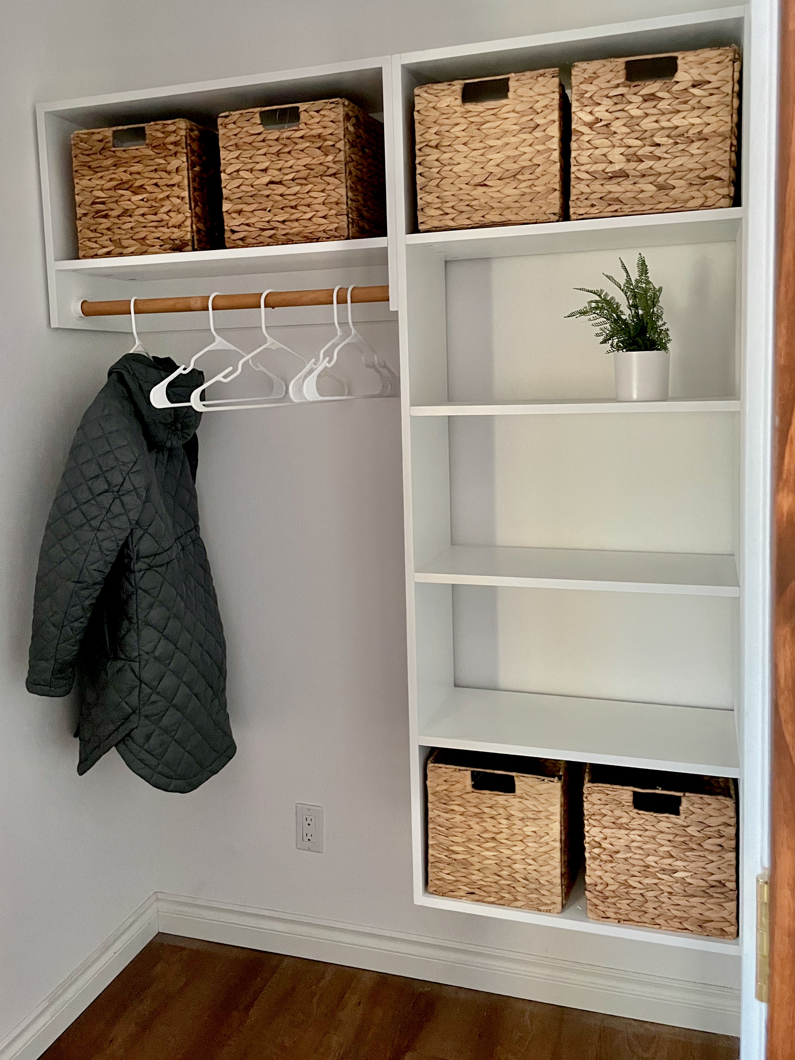 Easy DIY Closet Shelves Tutorial - Modern Wood - arinsolangeathome