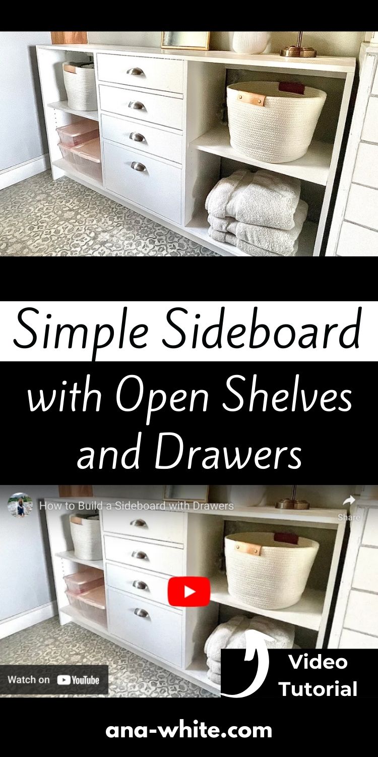 Simple Sideboard with Open Shelves and Drawers