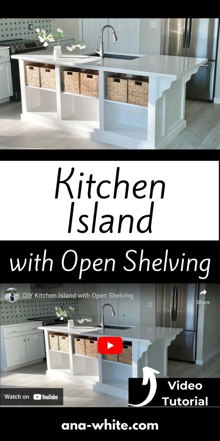Kitchen Island with Open Shelving