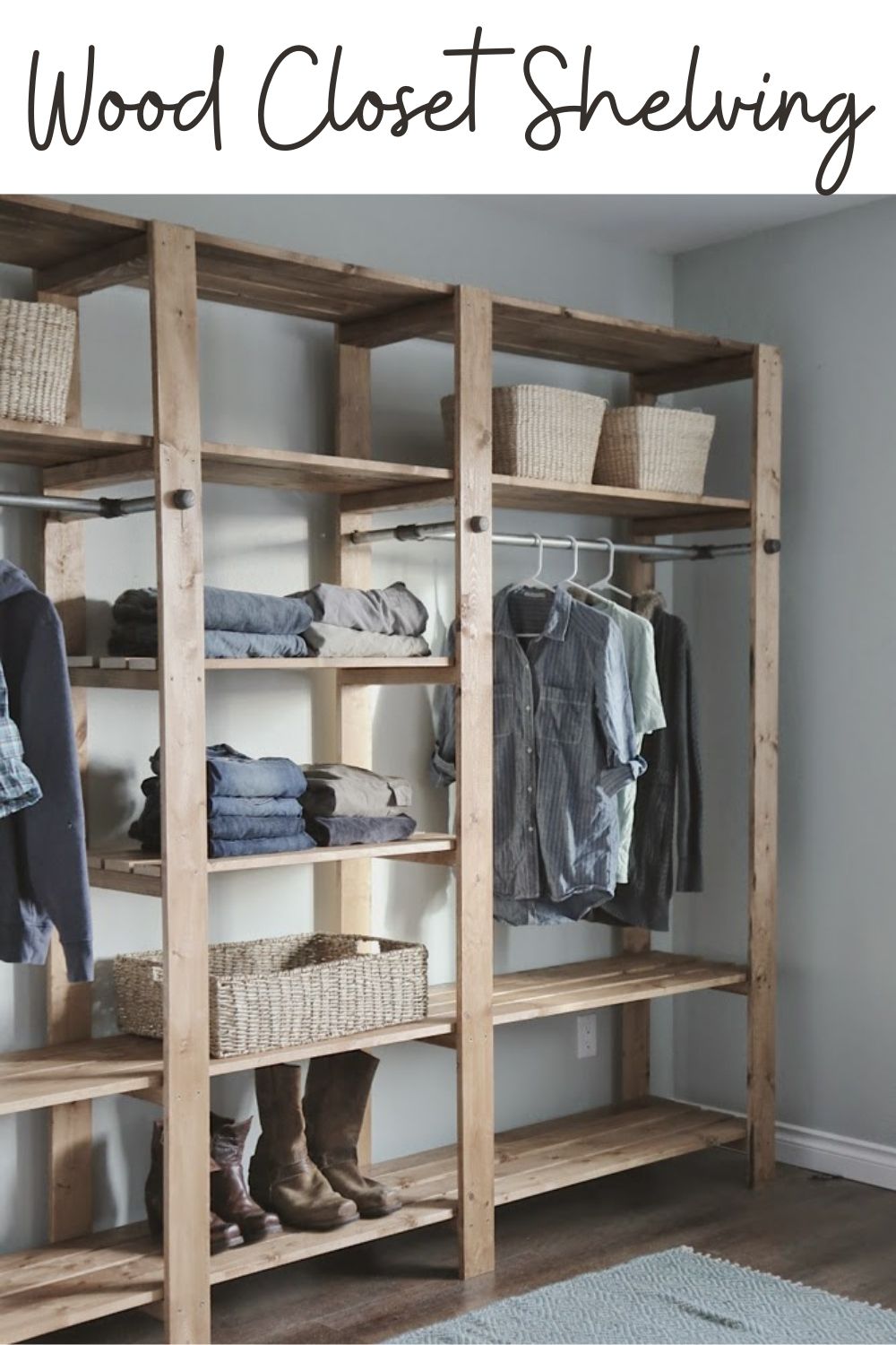 Easy DIY Closet Shelves Tutorial - Modern Wood - arinsolangeathome