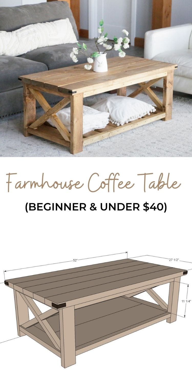 How to Build a Farmhouse Coffee Table (with storage)- free