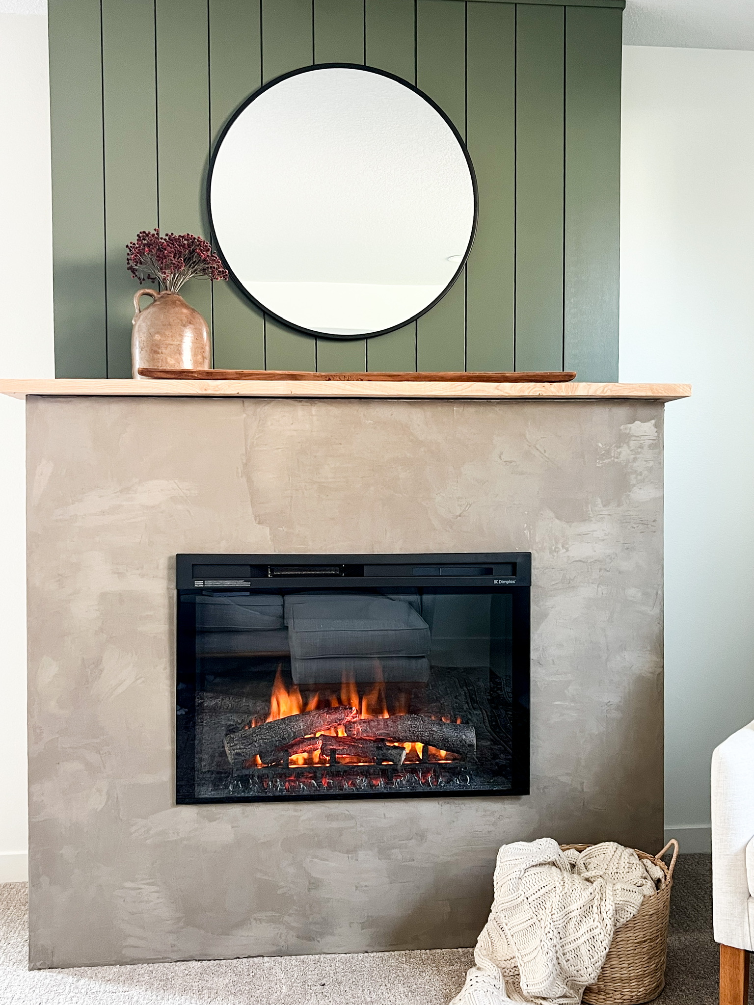 faux cement fireplace