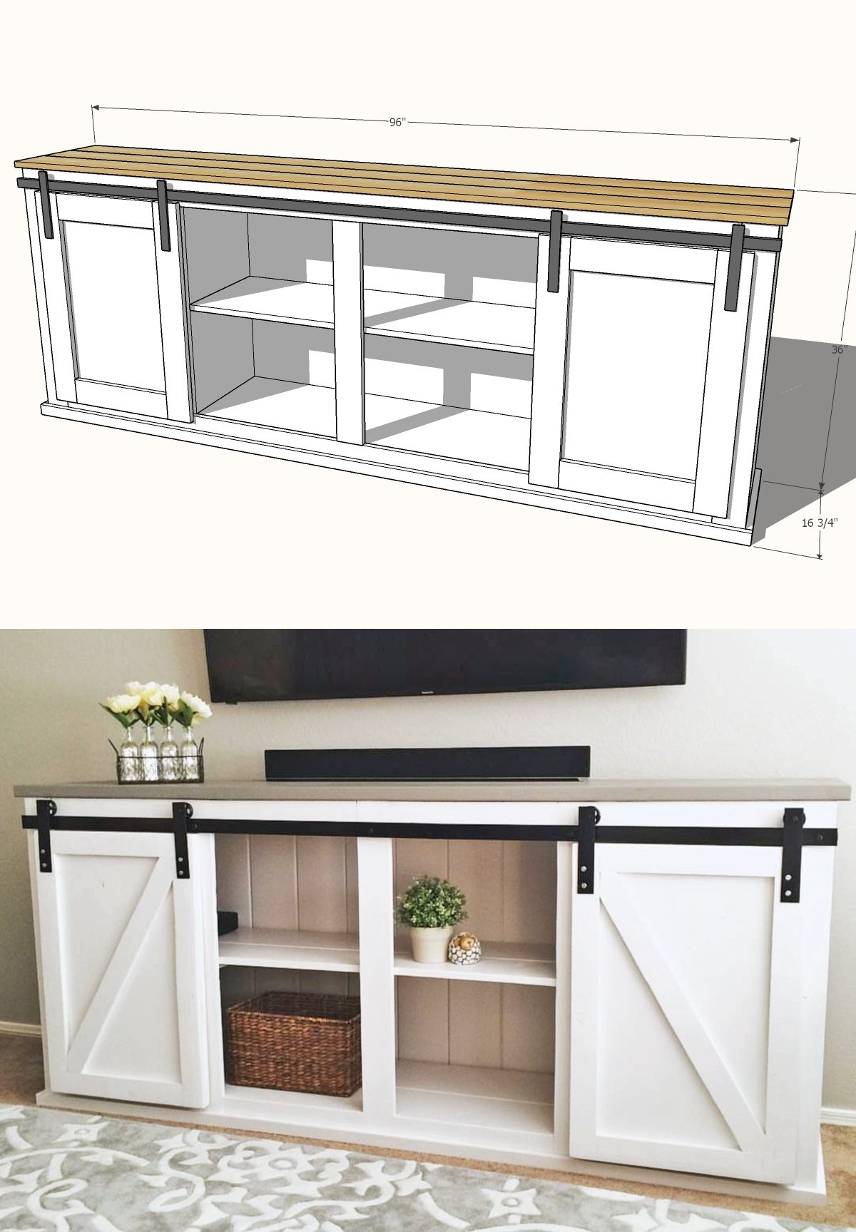 ana white barn door console plans