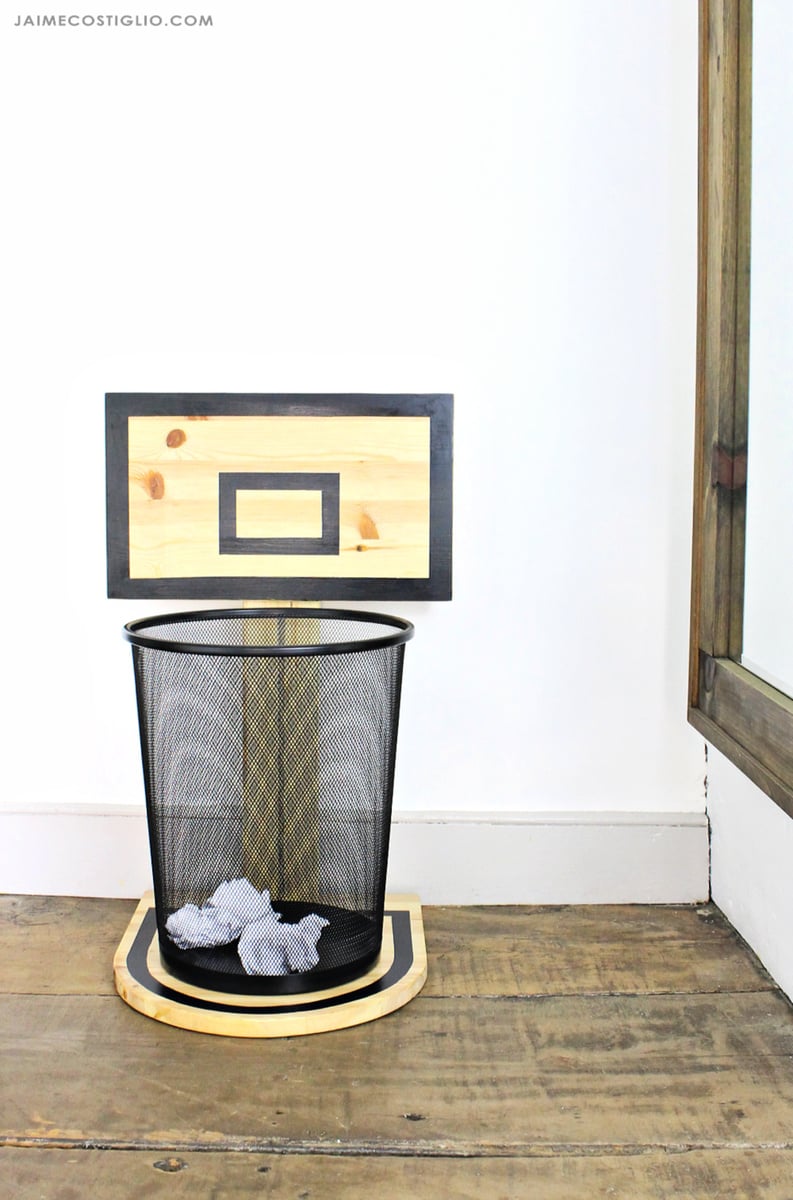 basketball hoop trash can