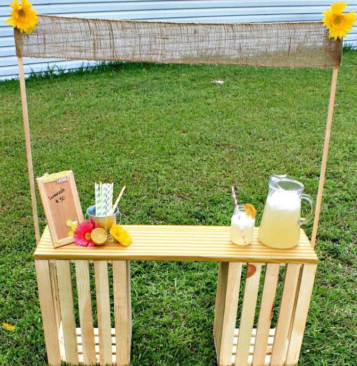 wood crate lemonade stand
