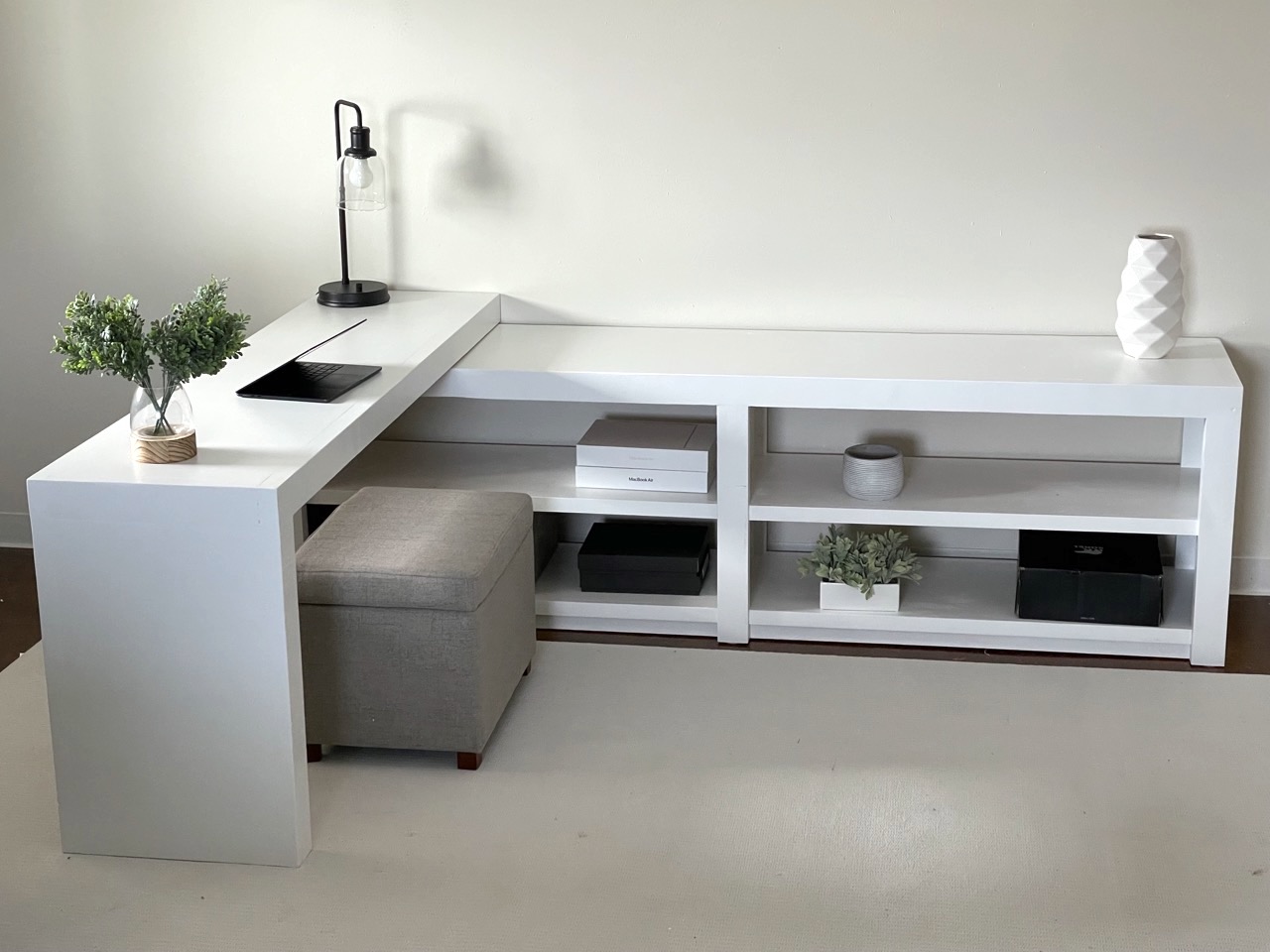 peninsula desk modern style white