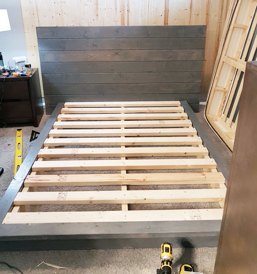 Rustic Modern Platform Bed Frame with Headboard (All Bed Sizes)
