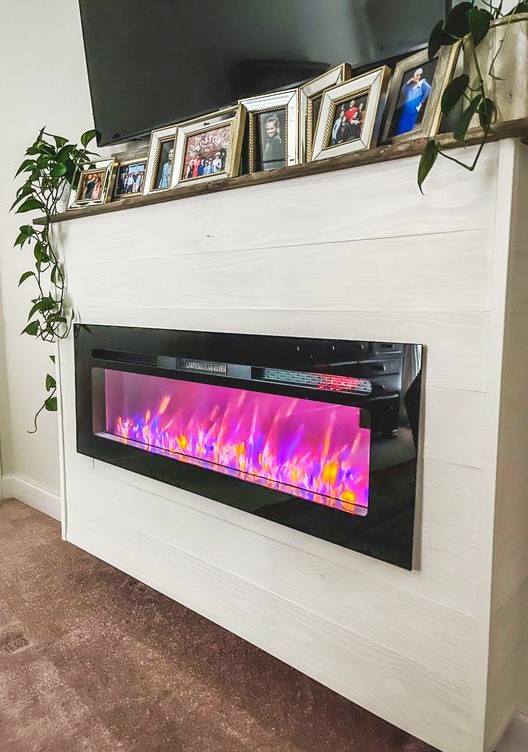 floating electric fireplace wall