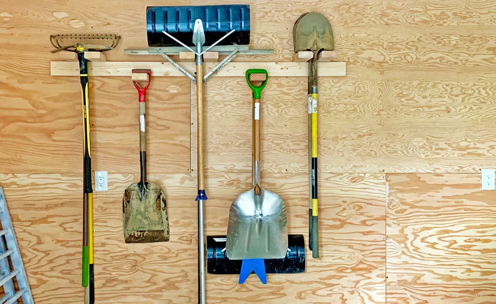 garden tool storage front view