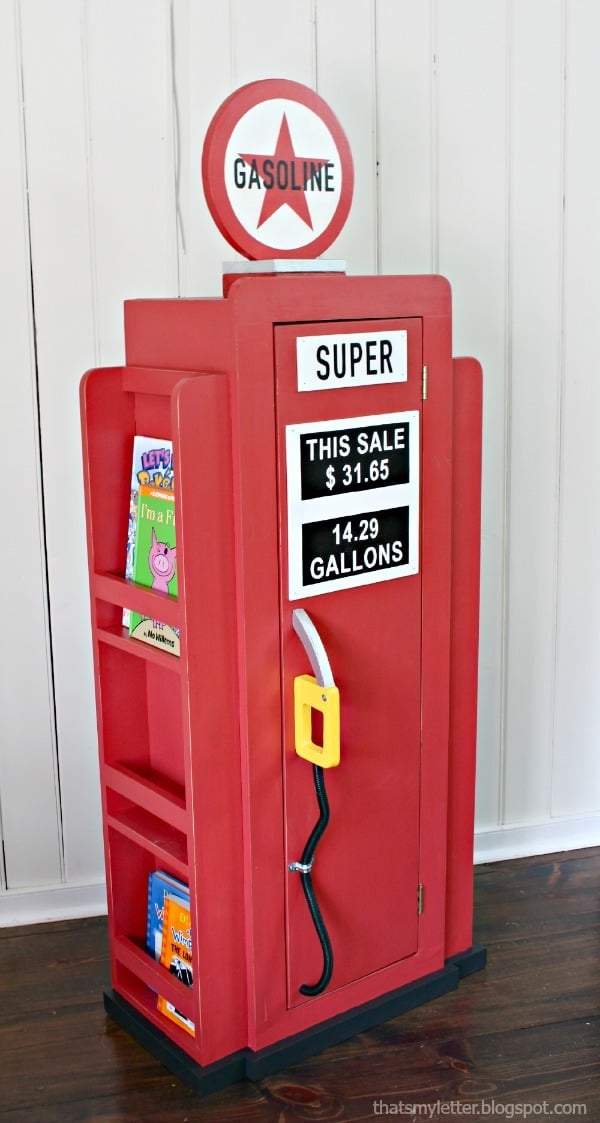 pretend gas pump bookshelf