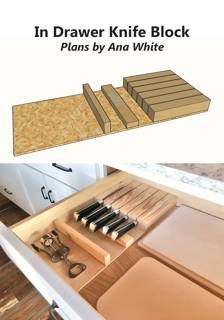 Knife Organizer For Kitchen Drawer Wooden Knife Holder In-Drawer