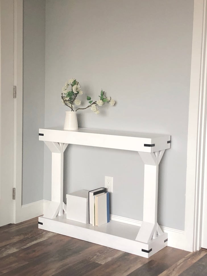 narrow console table white farmhouse 