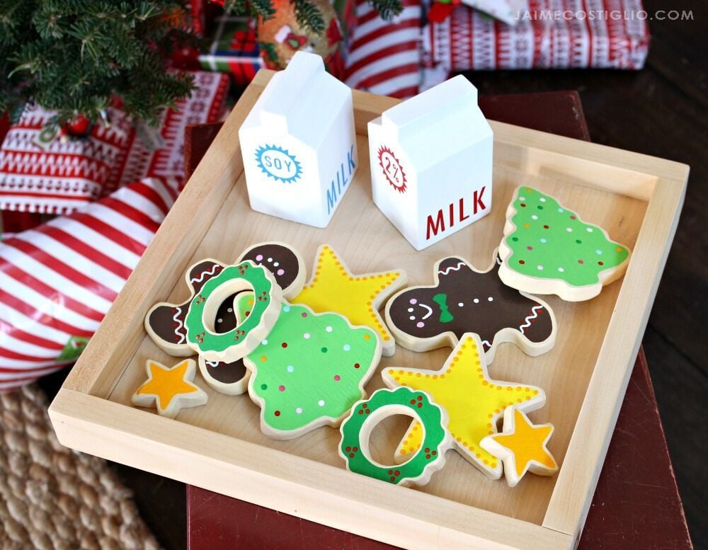 wood milk and cookies playset