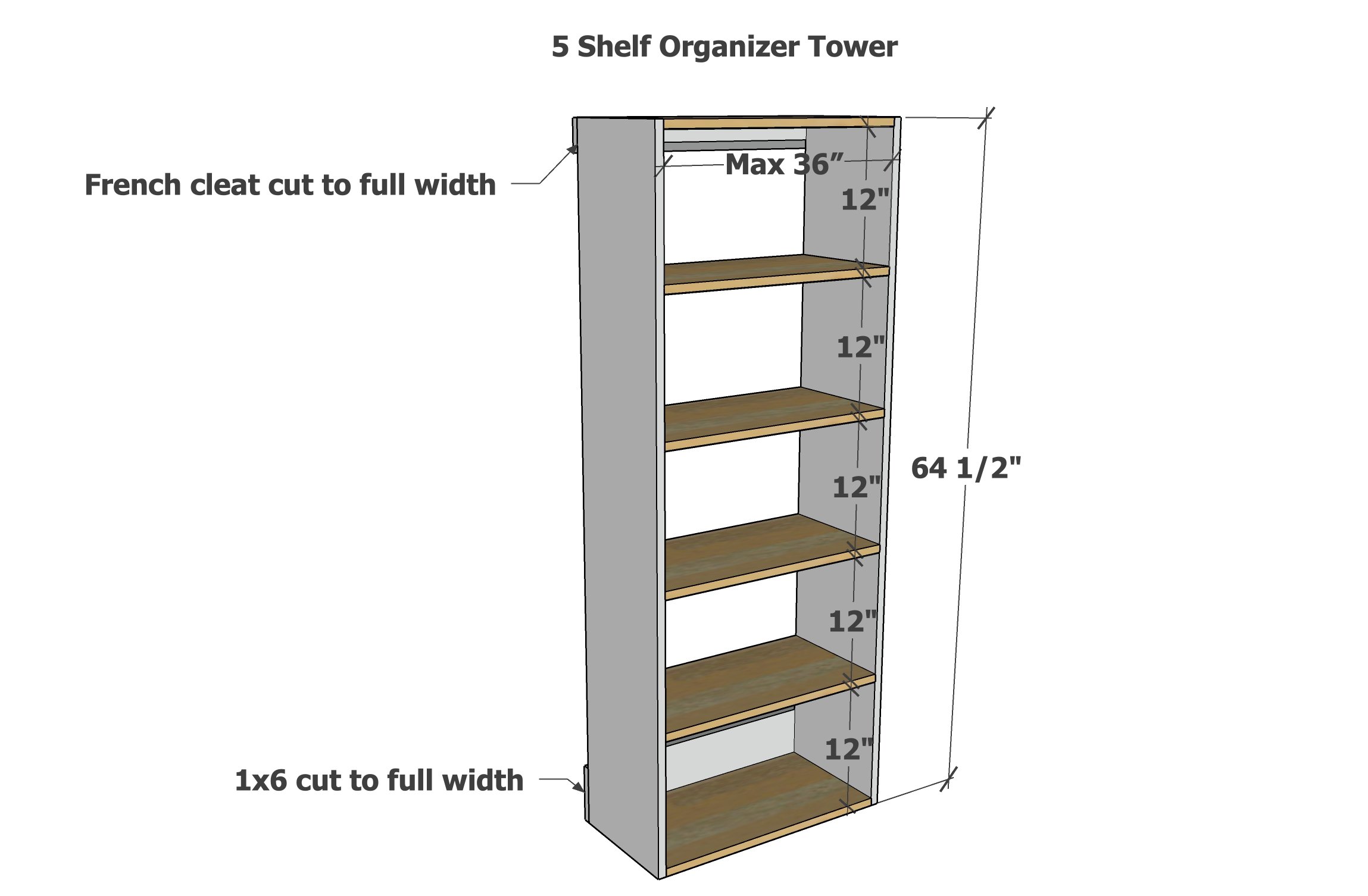 modular closet organizer 5 shelf tower