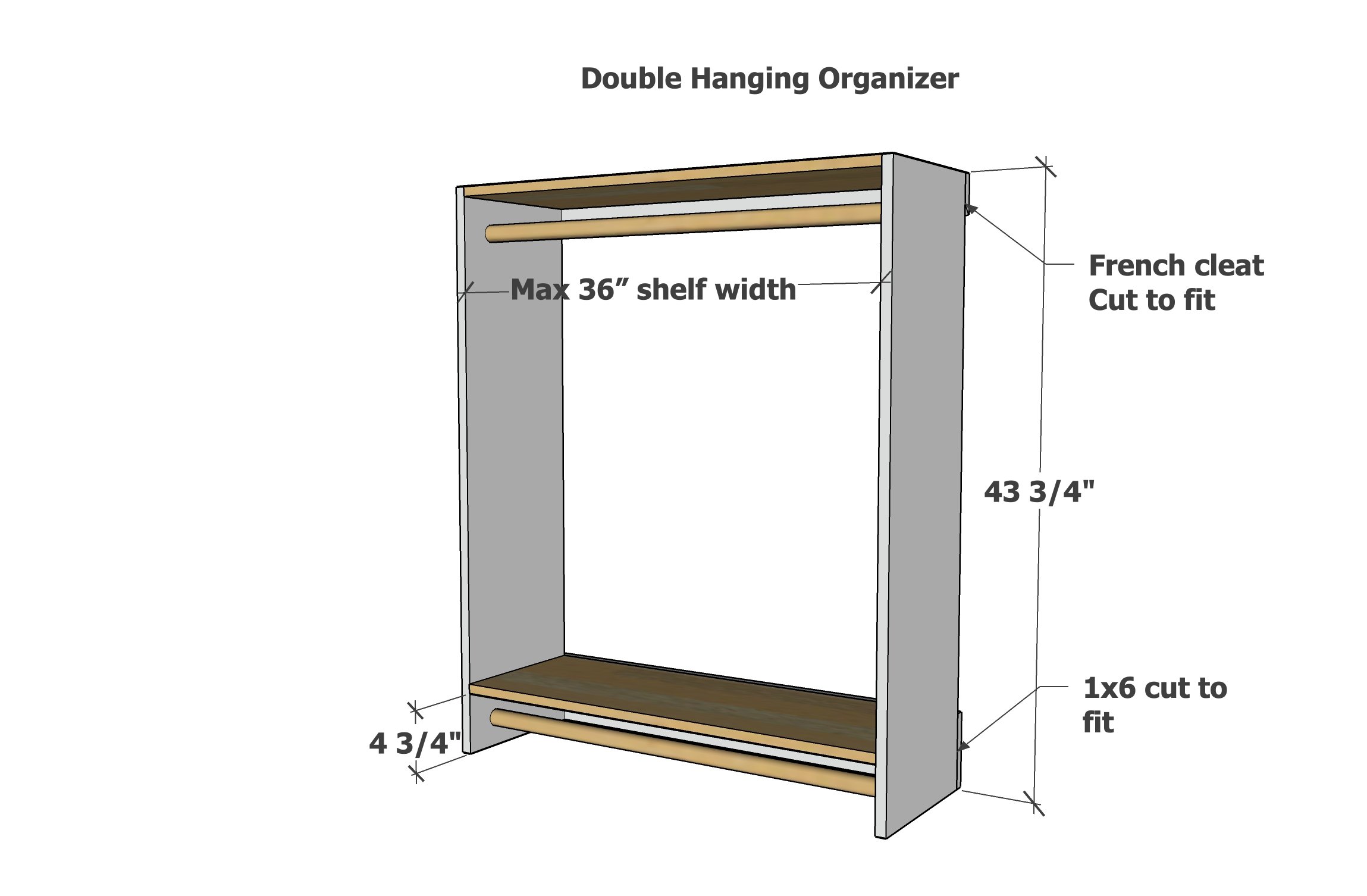 double hanging modular closet organizer