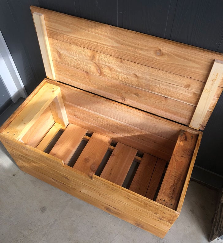 Outdoor cedar storage bench best sale